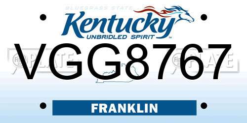 VGG8767 Kentucky License Plate