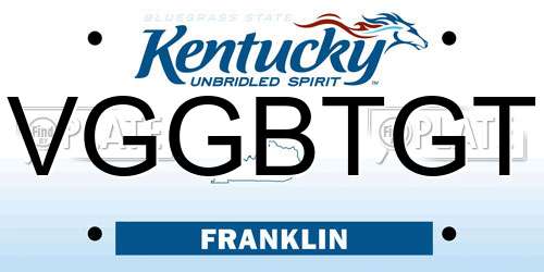 VGGBTGT Kentucky License Plate