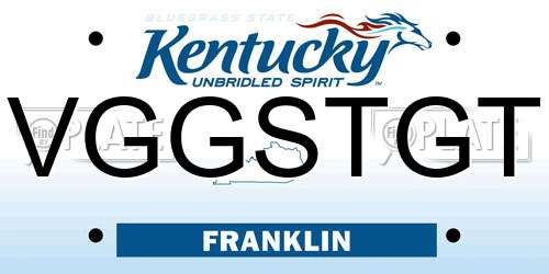 VGGSTGT Kentucky License Plate