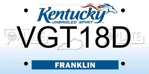 VGT18D Kentucky License Plate