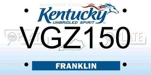 VGZ150 Kentucky License Plate