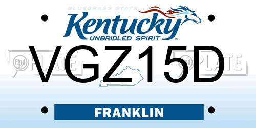 VGZ15D Kentucky License Plate