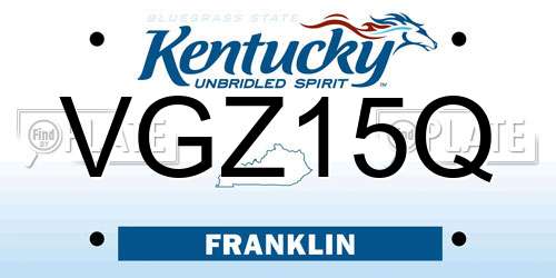 VGZ15Q Kentucky License Plate