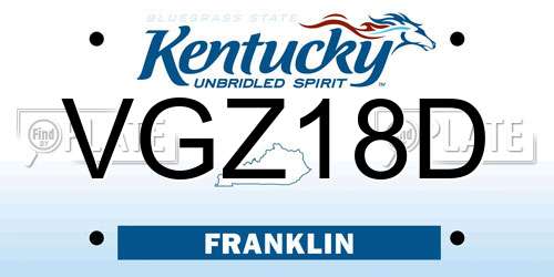 VGZ18D Kentucky License Plate
