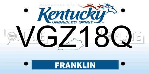 VGZ18Q Kentucky License Plate