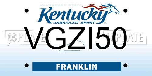VGZI50 Kentucky License Plate