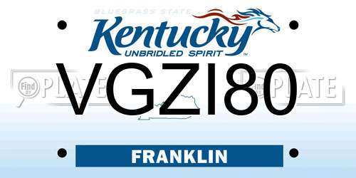 VGZI80 Kentucky License Plate
