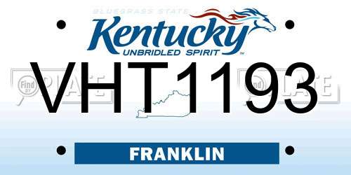 VHT1193 Kentucky License Plate