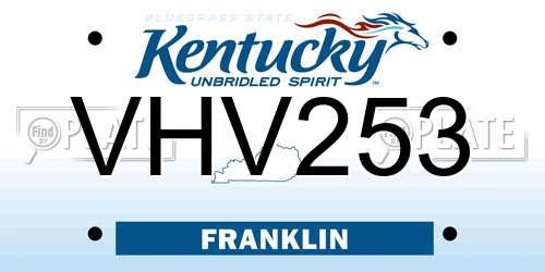 VHV253 Kentucky License Plate