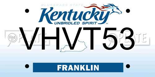 VHVT53 Kentucky License Plate