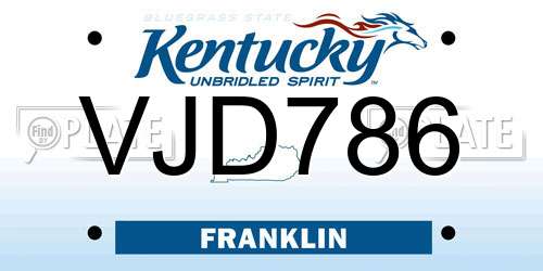 VJD786 Kentucky License Plate