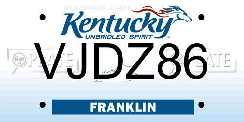 VJDZ86 Kentucky License Plate