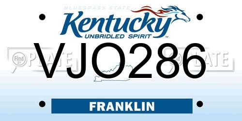 VJO286 Kentucky License Plate