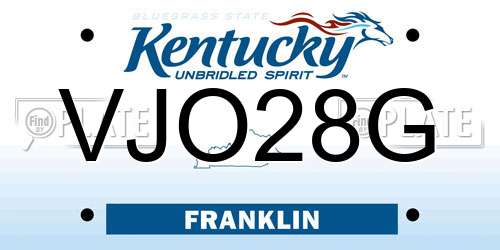 VJO28G Kentucky License Plate