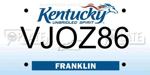 VJOZ86 Kentucky License Plate
