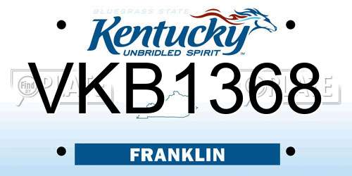 VKB1368 Kentucky License Plate