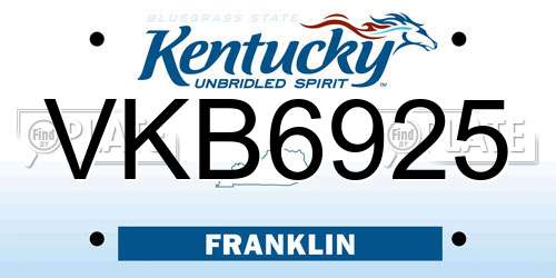 VKB6925 Kentucky License Plate