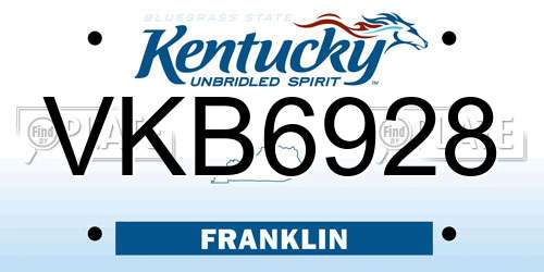 VKB6928 Kentucky License Plate