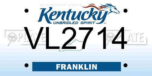 VL2714 Kentucky License Plate
