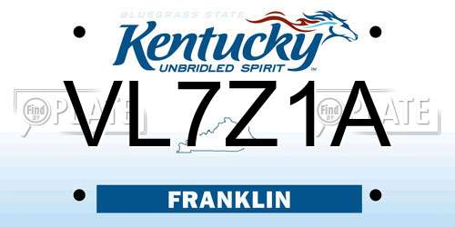 VL7Z1A Kentucky License Plate
