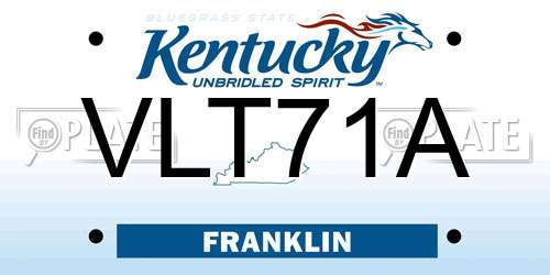 VLT71A Kentucky License Plate