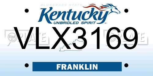 VLX3169 Kentucky License Plate