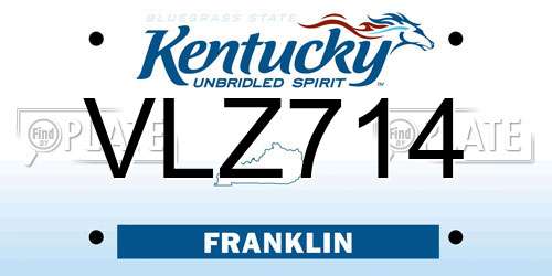 VLZ714 Kentucky License Plate
