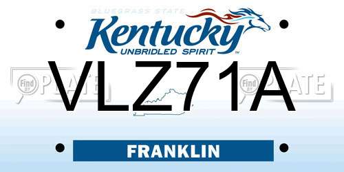 VLZ71A Kentucky License Plate