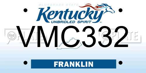 VMC332 Kentucky License Plate
