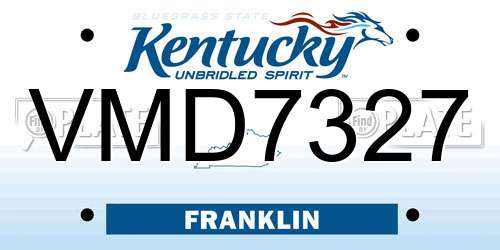 VMD7327 Kentucky License Plate
