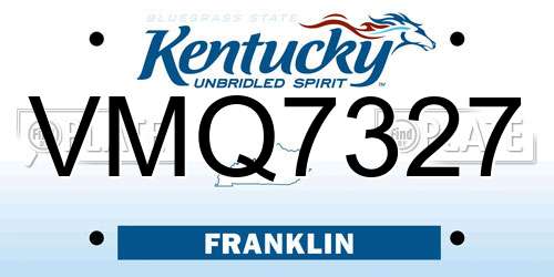 VMQ7327 Kentucky License Plate