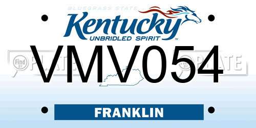 VMV054 Kentucky License Plate
