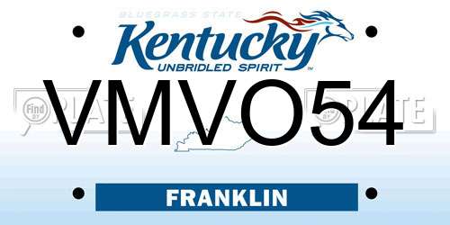 VMVO54 Kentucky License Plate