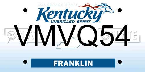 VMVQ54 Kentucky License Plate
