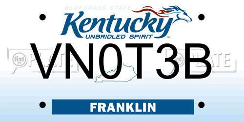 VN0T3B Kentucky License Plate