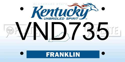VND735 Kentucky License Plate