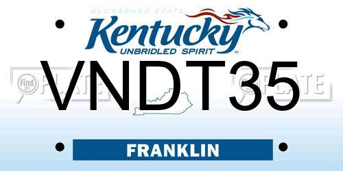 VNDT35 Kentucky License Plate