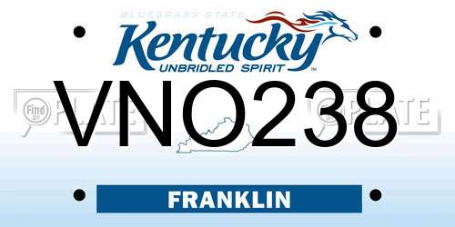 VNO238 Kentucky License Plate
