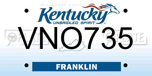 VNO735 Kentucky License Plate