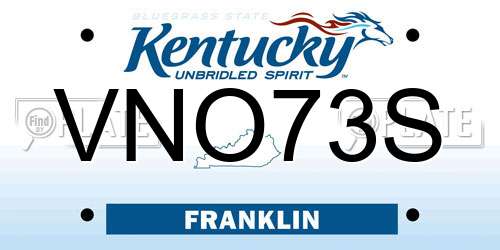 VNO73S Kentucky License Plate