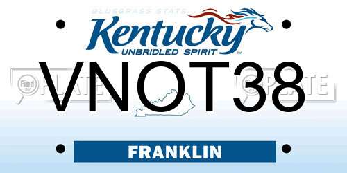 VNOT38 Kentucky License Plate