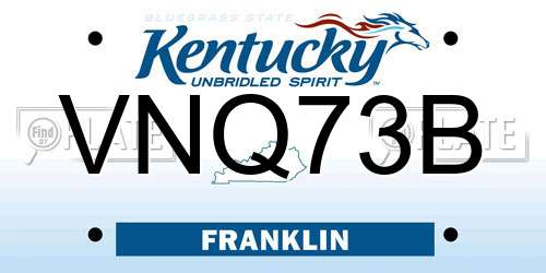 VNQ73B Kentucky License Plate