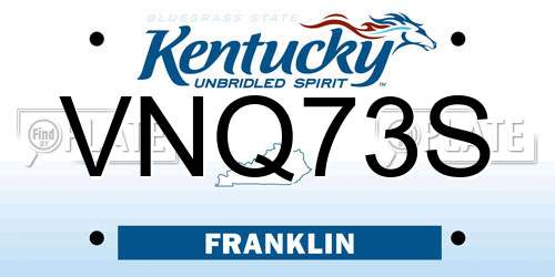 VNQ73S Kentucky License Plate