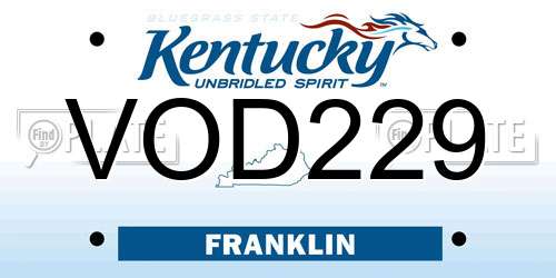 VOD229 Kentucky License Plate