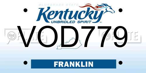 VOD779 Kentucky License Plate