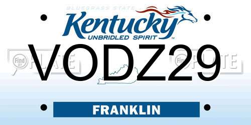 VODZ29 Kentucky License Plate