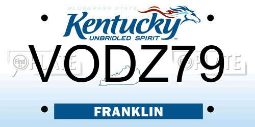 VODZ79 Kentucky License Plate