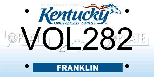 VOL282 Kentucky License Plate