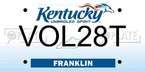 VOL28T Kentucky License Plate