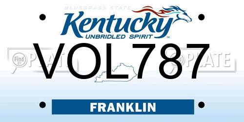 VOL787 Kentucky License Plate